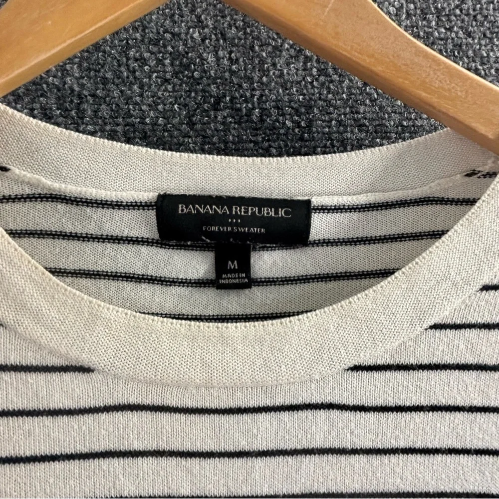 Banana Republic Crewneck Sweater - White and Navy Stripes - Picture 2 of 6